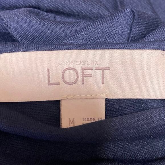 Ann Taylor LOFT Navy Pleated Sleeveless Cami Camisole Midi A-Line Dress Size M - Picture 3 of 3